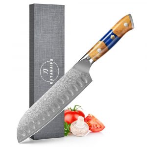 Japan-messer.at-japanisches Santoku Damastmesser-hochwertiges Messer für Gemüse und Fleisch