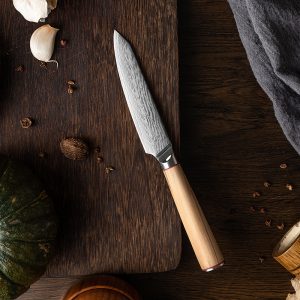 Japan-messer.at-japanisches Allzweck Damastmesser in der Küche